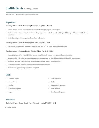 Learning Officer Resume