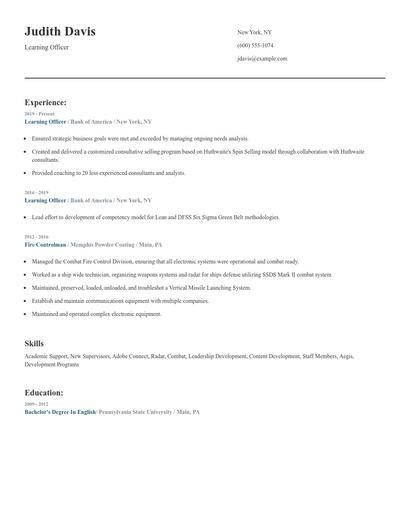 Learning Officer Resume