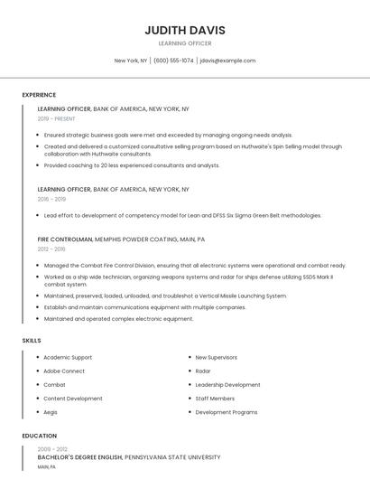 Learning Officer Resume