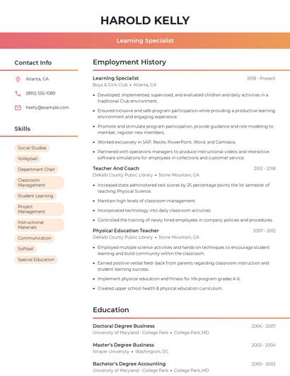 Resume example 3