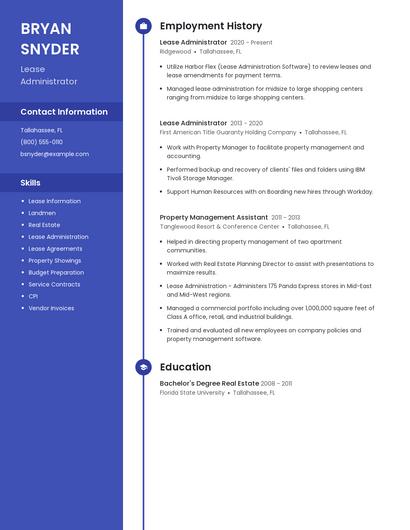 Lease Administrator Resume