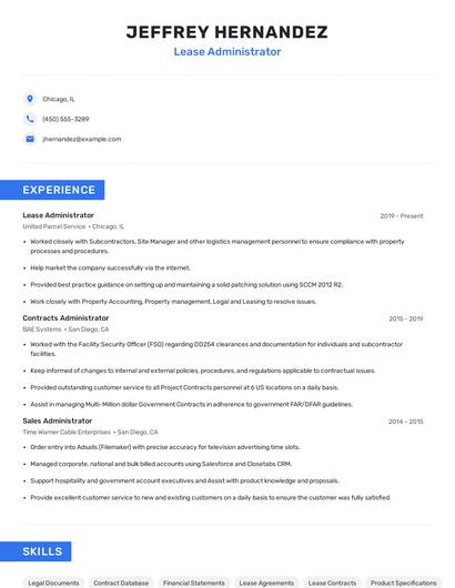 Lease Administrator Resume