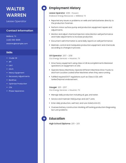 Lease Operator Resume