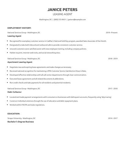 Leasing Agent Resume