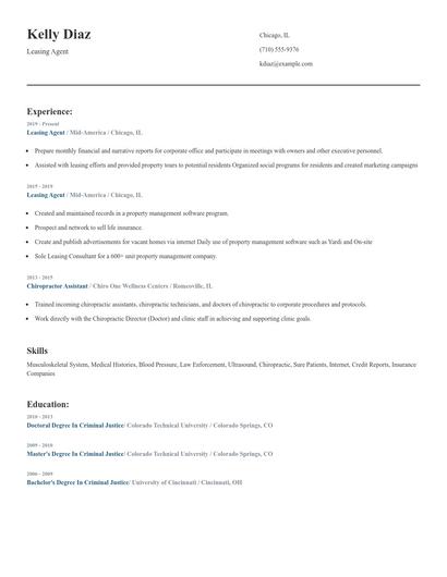 Leasing Agent Resume