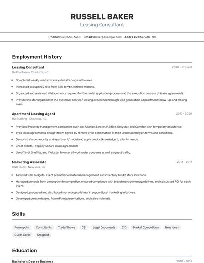 Resume example 2