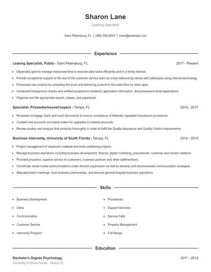 Resume example 1