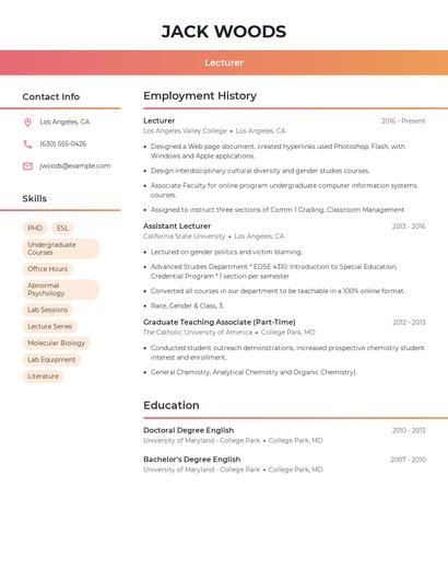 Resume example 3