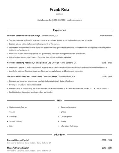 Resume example 1