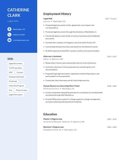 Legal Aide Resume