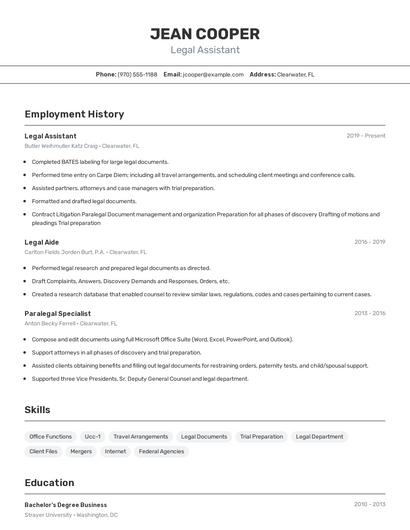 Legal Assistant Resume