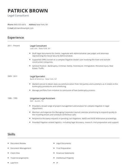 Legal Consultant Resume