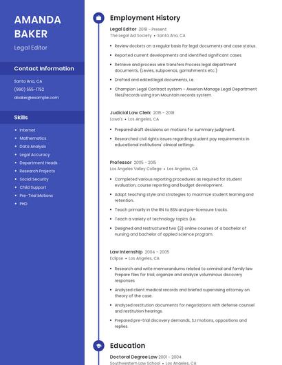 Legal Editor Resume