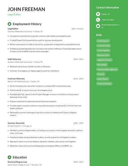Legal Editor Resume