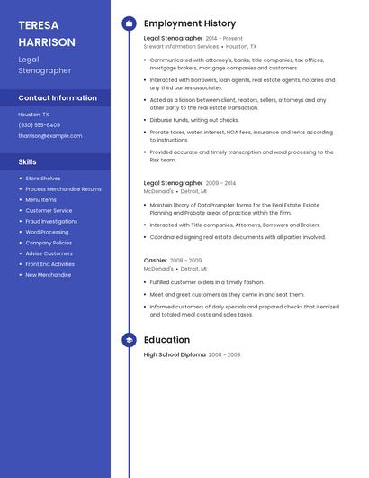 Legal Stenographer Resume