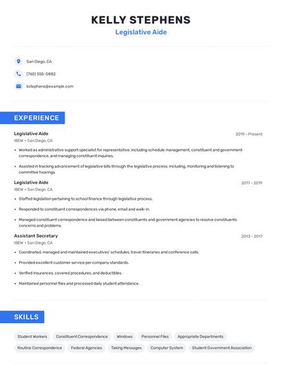 Legislative Aide Resume