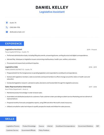 Legislative Assistant Resume
