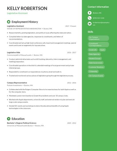 Legislative Assistant Resume