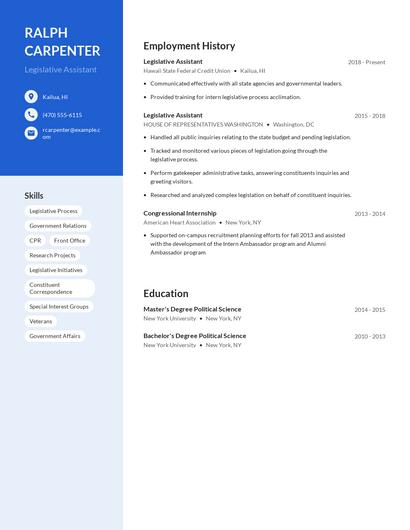 Legislative Assistant Resume