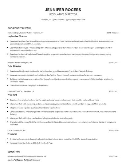 Legislative Director Resume