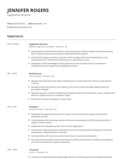 Legislative Director Resume
