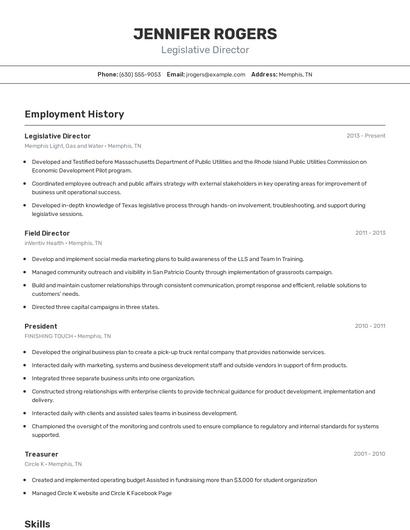 Legislative Director Resume