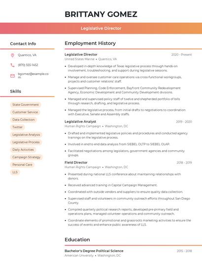 Legislative Director Resume