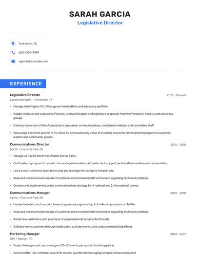 Legislative Director Resume