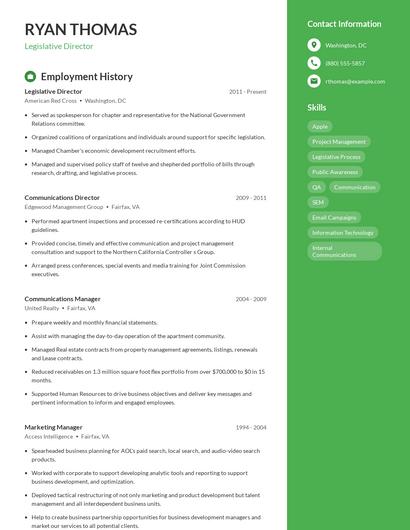 Legislative Director Resume