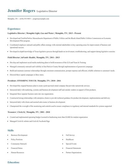 Legislative Director Resume