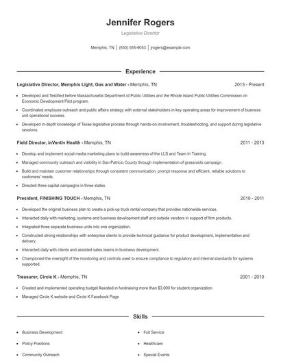 Legislative Director Resume