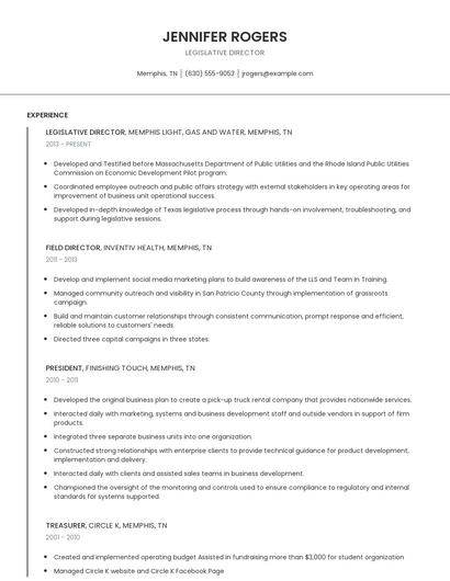 Legislative Director Resume