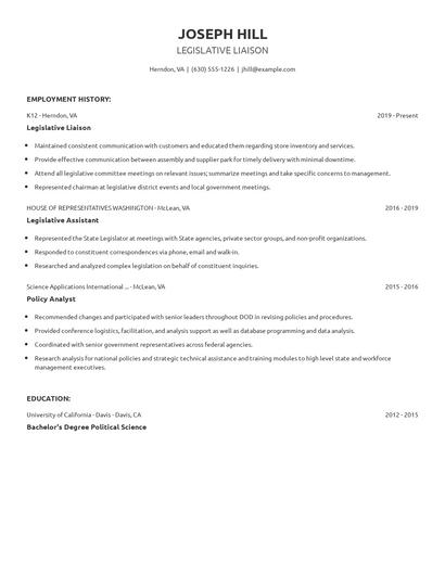 Legislative Liaison Resume