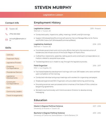 Legislative Liaison Resume