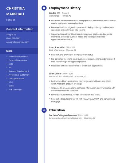 Lender Resume