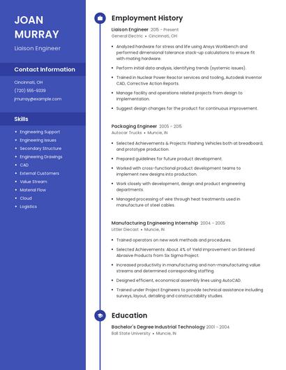 Liaison Engineer Resume