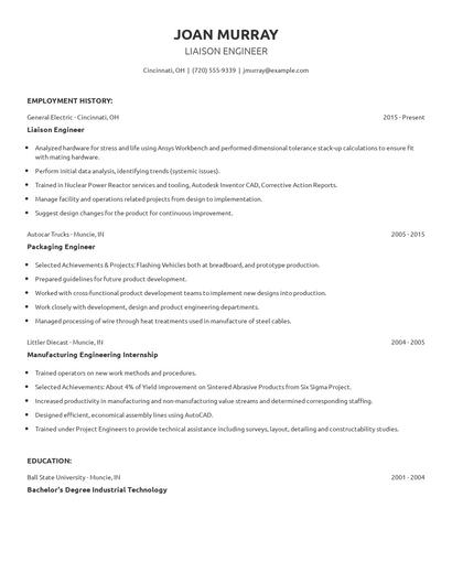 Liaison Engineer Resume