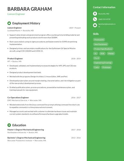 Liaison Engineer Resume