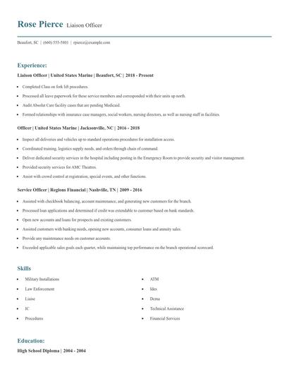 Liaison Officer Resume