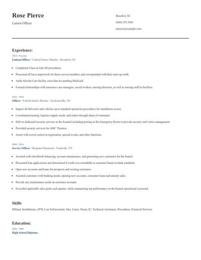 Liaison Officer Resume