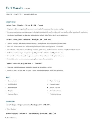 Liaison Resume