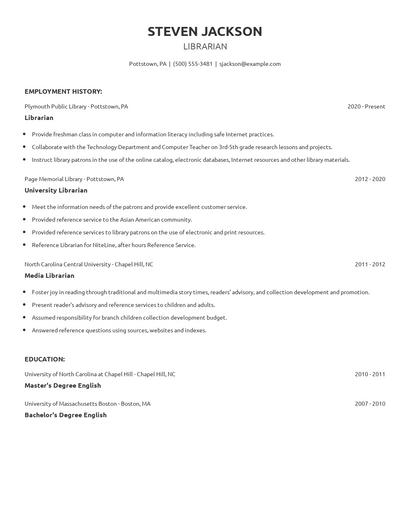 Librarian Resume