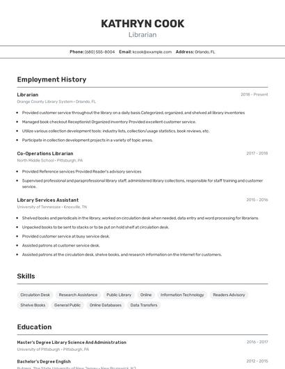 Librarian Resume