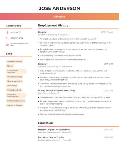 Librarian Resume