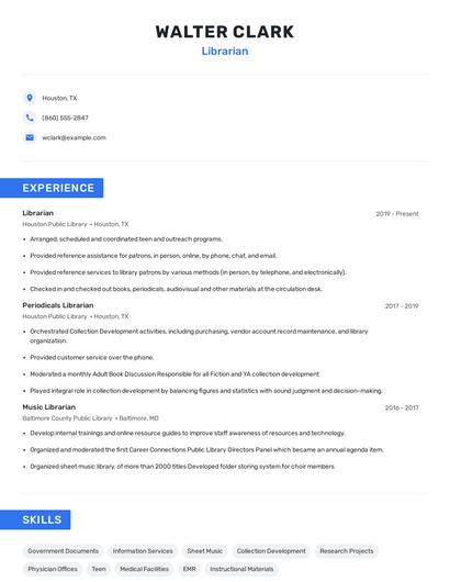 Librarian Resume
