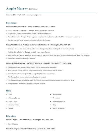 Librarian Resume