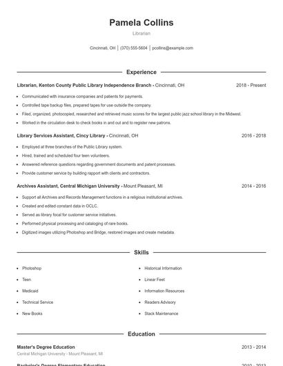 Librarian Resume