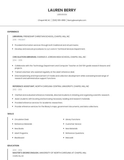 Librarian Resume