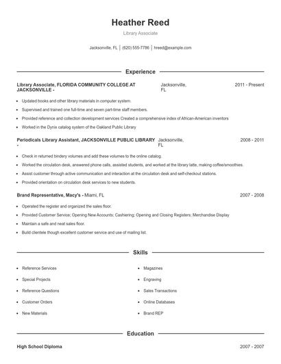 Library Associate Resume