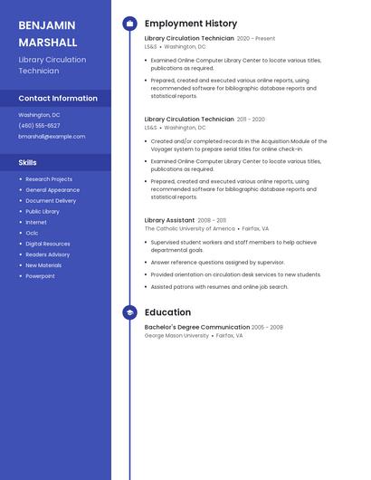 Library Circulation Technician Resume